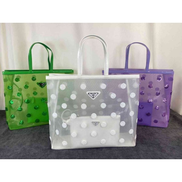 Prada Polka-dot Mesh Tote bag b-55-1