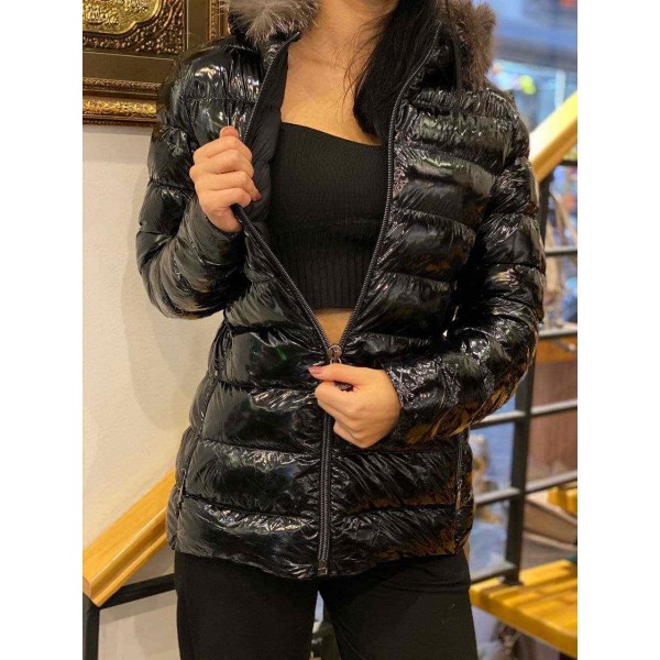 Moncler women's fur hooded shiny  B8-131