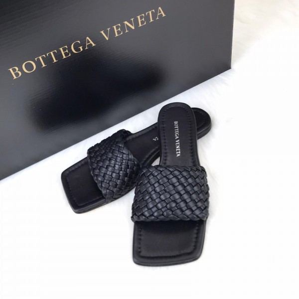 Bottega Veneta Black Knitted Slippers