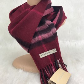 Burberry 100% Cashmere Scarf Claret Red