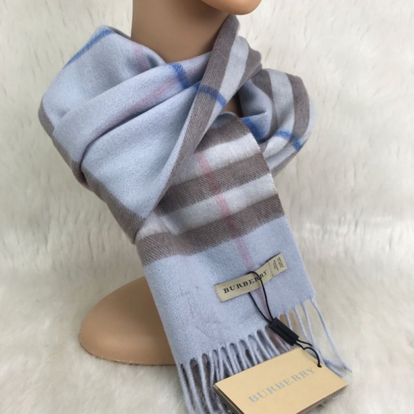 Burberry 100% Cashmere Scarf Blue