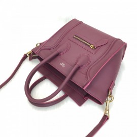 Celine Nano Luggage Bag Claret Red