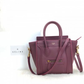 Celine Nano Luggage Bag Claret Red