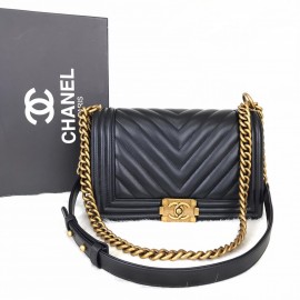 Chanel Boy Classic Gold Chevron Gold