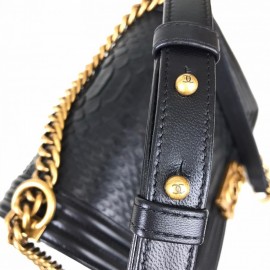 Chanel Boy Classic Gold Python