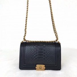 Chanel Boy Classic Gold Python