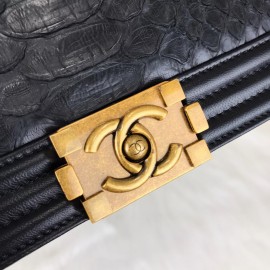 Chanel Boy Classic Gold Python