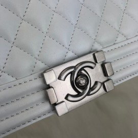 Chanel Boy Genuine Leather Medium Size White