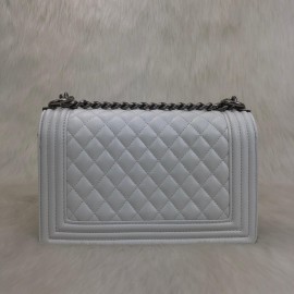 Chanel Boy Genuine Leather Medium Size White