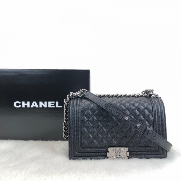 Chanel Boy Genuine Leather Medium Size Caviar