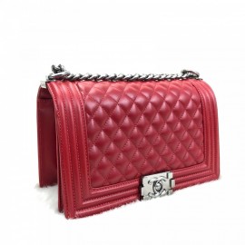 Chanel Boy Genuine Leather Medium Size Red