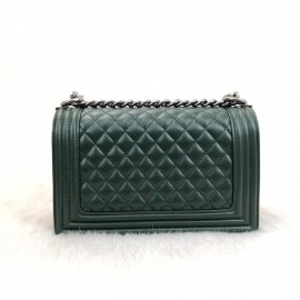 Chanel Boy Genuine Leather Medium Size Green