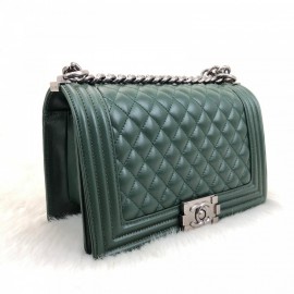 Chanel Boy Genuine Leather Medium Size Green