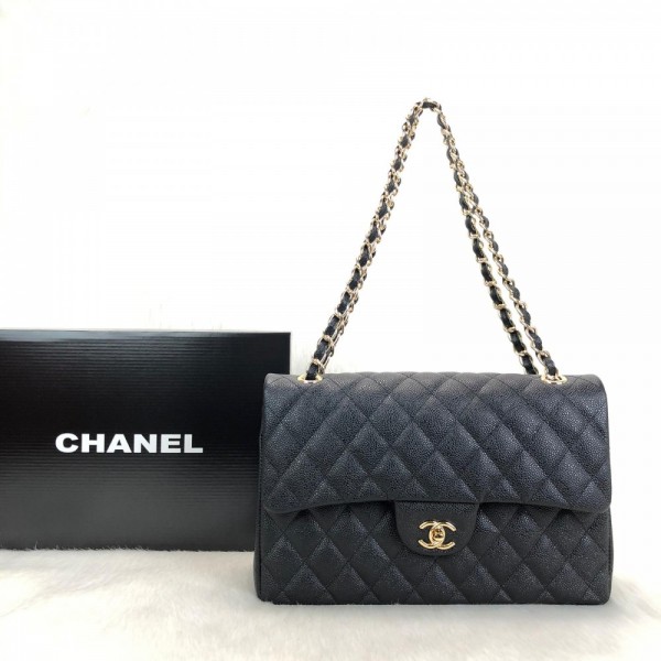 Chanel Caviar  Flap Bag 3,55 Large Size %100 Genuine Leather