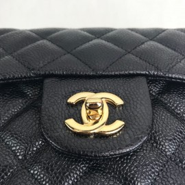 Chanel Caviar Mini Flap Bag 1.55 Black Gold 