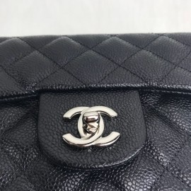 Chanel Caviar Mini Flap Bag 1.55 Black Silver