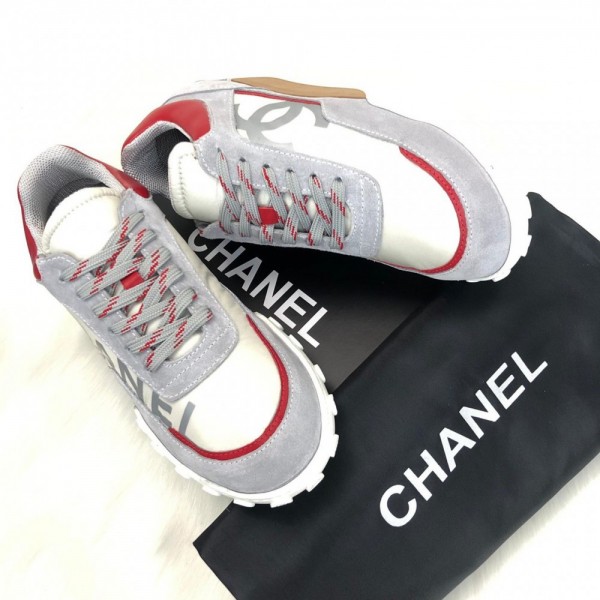 Chanel Cc Calfskin Sneakers Gray 