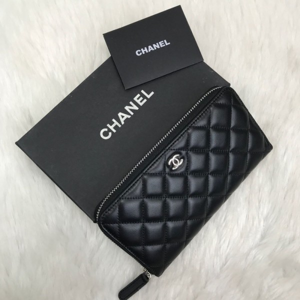 Chanel Classic Wallet Black Silver Accessory