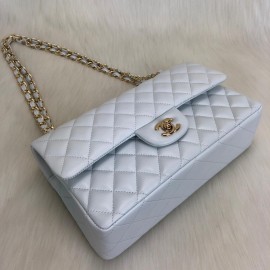 Chanel  Flap Bag 2,55 Medium Size %100 Genuine Leather White Gold