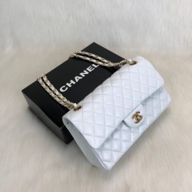 Chanel  Flap Bag 2,55 Medium Size %100 Genuine Leather White Gold