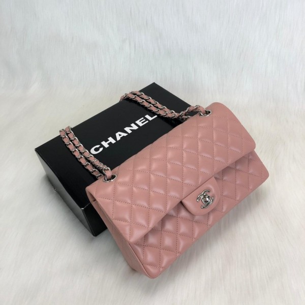 Chanel  Flap Bag 2,55 Medium Size %100 Genuine Leather Silver Powder