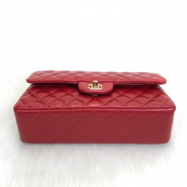 Chanel  Flap Bag 2,55 Medium Size %100 Genuine Leather Red Gold