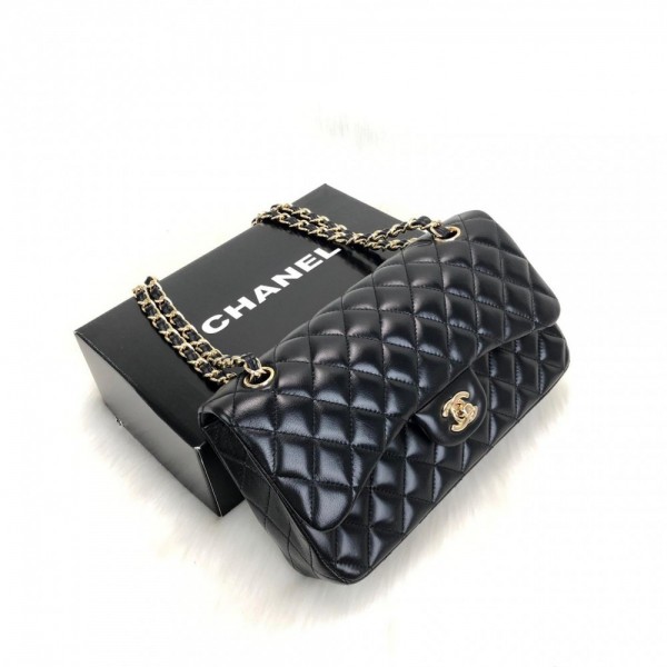 Chanel  Flap Bag 2,55 Medium Size %100 Genuine Leather Black