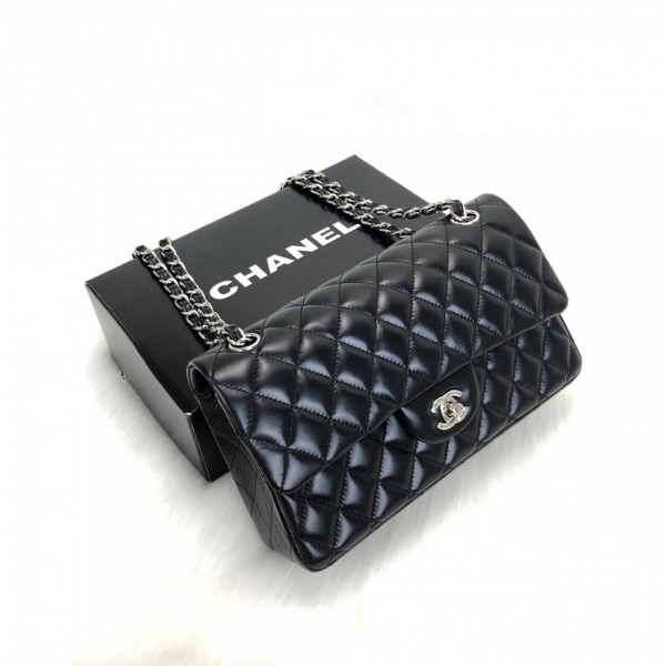 Chanel  Flap Bag 2,55 Medium Size %100 Genuine Leather Black