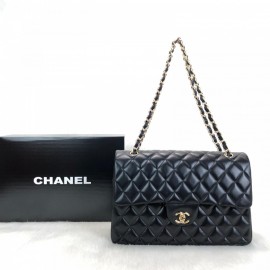 Chanel Flap Bag 3,55 Large Size %100 Genuine Leather Black