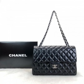 Chanel Flap Bag 3,55 Large Size %100 Genuine Leather Black