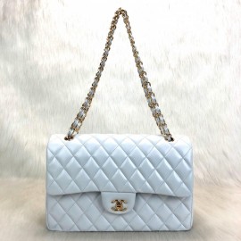 Chanel Flap Bag 3,55 Capitone Large Size White