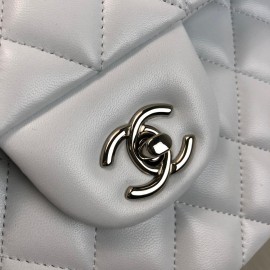 Chanel Flap Bag 3,55 Capitone Large Size White Silver