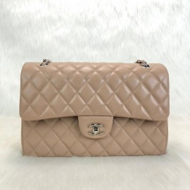 Chanel Flap Bag 3,55 Capitone Large Size Cream Silver