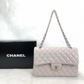 Chanel Flap Bag 3,55 Capitone Large Size Mink Silver