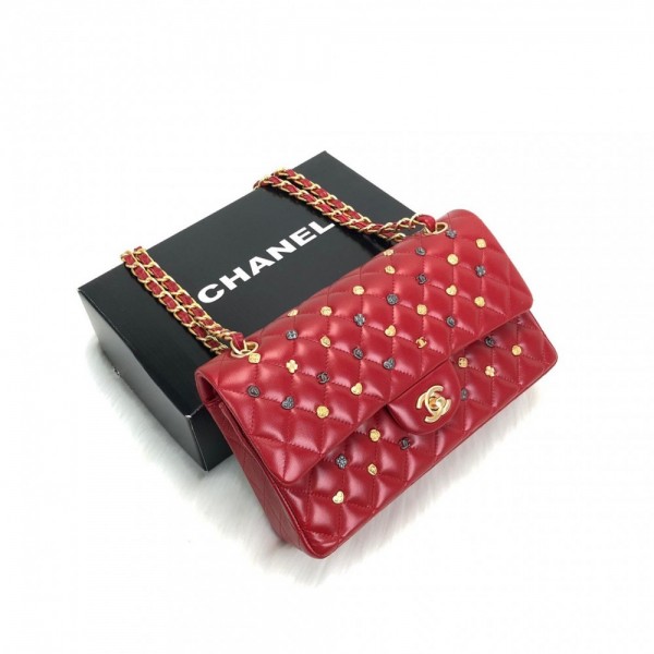 Chanel Flap Lucky Charms Medium Size Red