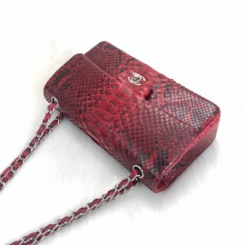 Chanel Flap Phyton 2,55 Red Silver