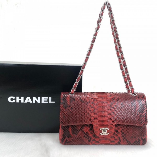 Chanel Flap Phyton 2,55 Red Silver