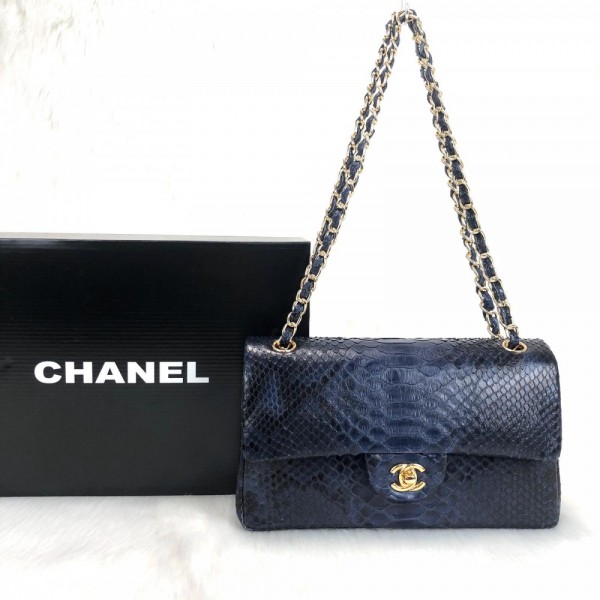 Chanel Flap Phyton 2,55 Dark Blue Gold