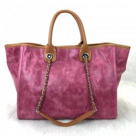 Chanel Glazed Deauville Tote Bag Fuchsia Color