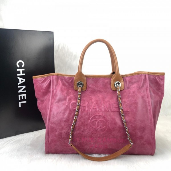 Chanel Glazed Deauville Tote Bag Fuchsia Color