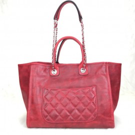 Chanel Glazed Deauville Tote Bag Red