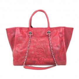 Chanel Glazed Deauville Tote Bag Red