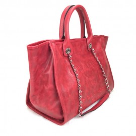 Chanel Glazed Deauville Tote Bag Red