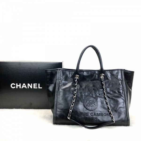 Chanel Glazed Deauville Tote Bag Black