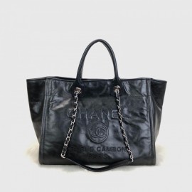 Chanel Glazed Deauville Tote Bag Black