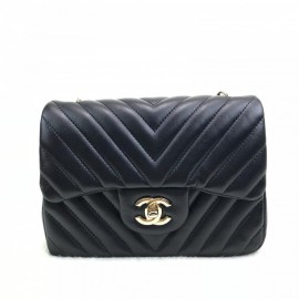 Chanel  Mini Chevron Bag 1.55 Black Gold 