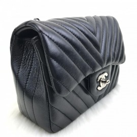 Chanel  Mini Chevron Bag 1.55 Black Silver