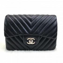 Chanel  Mini Chevron Bag 1.55 Black Silver