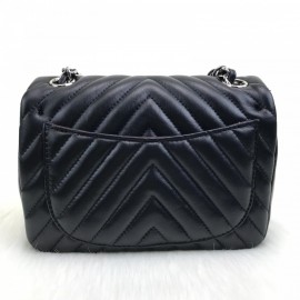 Chanel  Mini Chevron Bag 1.55 Black Silver