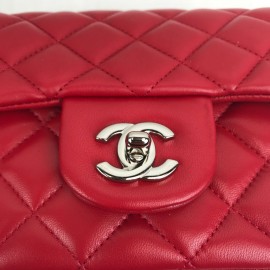 Chanel Mini Flap Bag 1.55 Red Silver